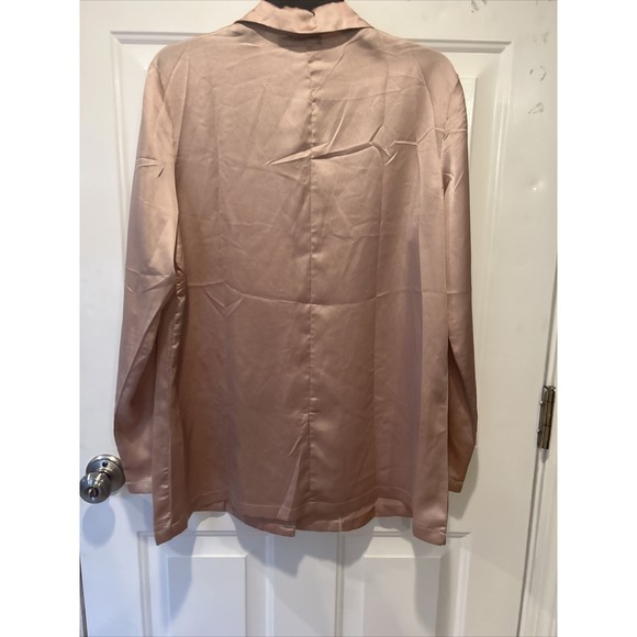 Nasty Gal Women’s Gold Long Sleeve Button fBlazer Top Silky Cardigan blazer US8 - Picture 8 of 9